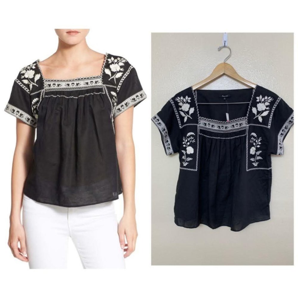 Madewell Embroidered Wildfield Top F1761 XL Black